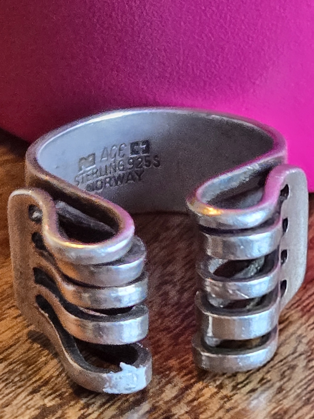 VINTAGE Anna Greta Eker Sterling Silver NORWAY Jester Ring - Picture 2 of 9